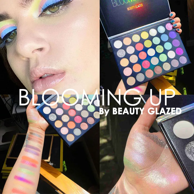 Палетка водостойких теней для век Beauty Glazed тени матовые глиттер и прессованная