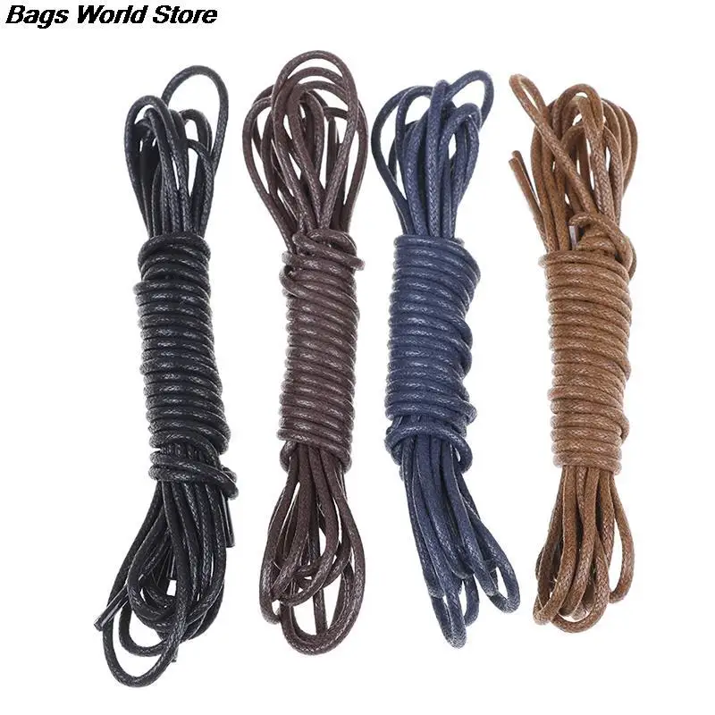 2pairs Waxed Cotton Round Shoe Laces Leather Shoelaces Waterproof Men