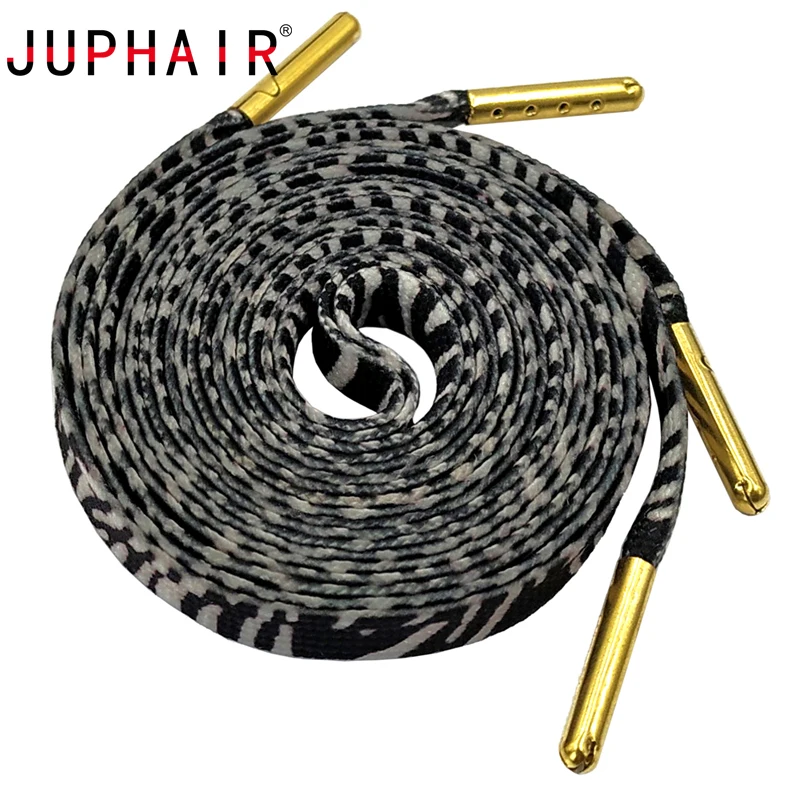JUPHAIR 1 пара плоские шнурки в цветах радуги с принтом Зебра золотыми пряжками