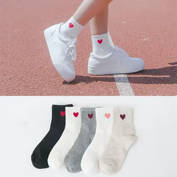 

10 pairs New Fashion Harajuku Women Cotton Long Socks Japanese Love Heart Pattern Socks Hiphop Solid Cotton Socks wholesale