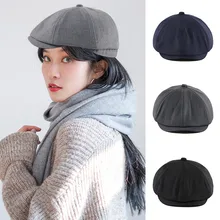 Унисекс плоский берет кепка Повседневная зимняя теплая Англия Стиль Классический восьмиугольная шляпа H9