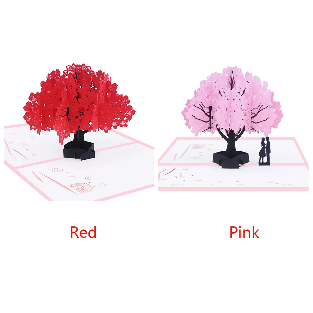 3D Best Wishes Up Invitation Kapok Lover Birthday Handmade Festival Gift Valentine's Day Romantic Wedding Greeting Cards