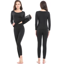 Термо рубашка флисовое нательное бельё зимние кальсоны для женщин черный