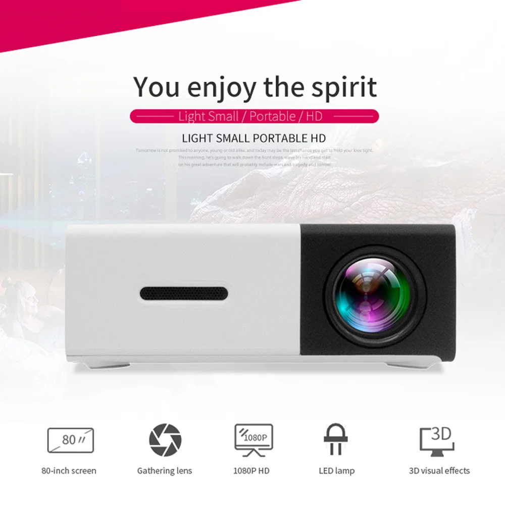 Lcd мини-проектор 400-600 люмен 1080P HD мультимедийный USB AV домашний кинотеатр