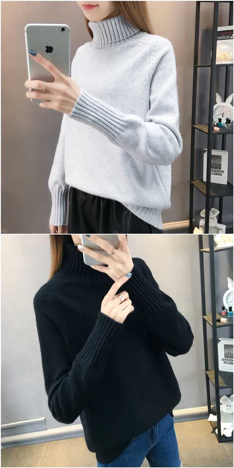 Fdfklak Casual new pull femme pullover sweater women thick warm knit top woman winter clothes turtleneck women's sweaters