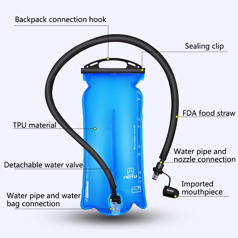 2L сумка для воды ТПУ пузыря складной Гидратации Мешок для наружного альпинизма Пешие прогулки Велоспорт выживания рюкзак