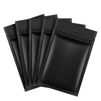 

200 Pieces Zipper Closure Bags Aluminum Foil Bags, Flat Metallic Mylar Foil Flat Closure Food Storage Bags Pouch (Black)