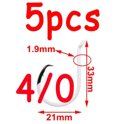 5pcs size 4-0 5 шт. Высокоуглеродистая сталь колючая светящаяся Круг Осьминог крюк офсетный сом крючки на окуня тяжелые Slatwater рыболовные крючки 4/0-8/0 - Цвет: 5pcs size 4-0