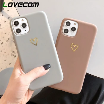 

LOVECOM Phone Case For iPhone 11 Pro Max XR XS Max 6 6s 7 8 Plus X Electroplate Heart Vintage Cute Candy Soft TPU Back Cover
