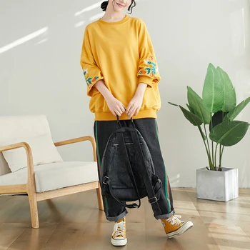 

COIGARSAM Embroidery Loose New Spring blusas womens tops and blouses Yellow 7512