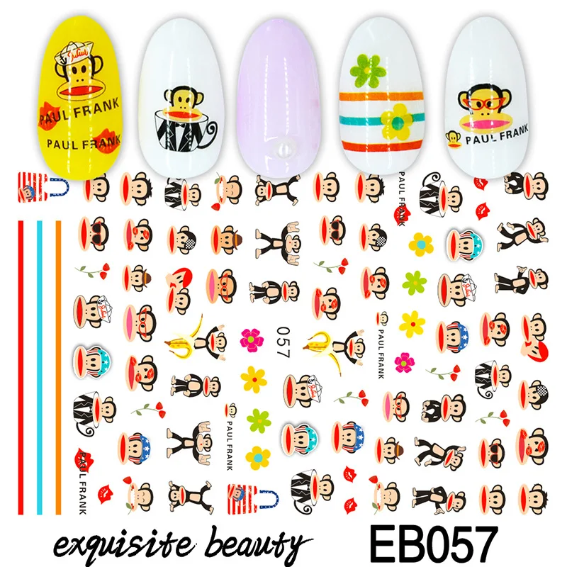 EB057 Мультяшные комические наклейки для ногтей, декоративные наклейки для маникюра, наклейки для ногтей из фольги для девочек, Новые поступления - Цвет: EB057