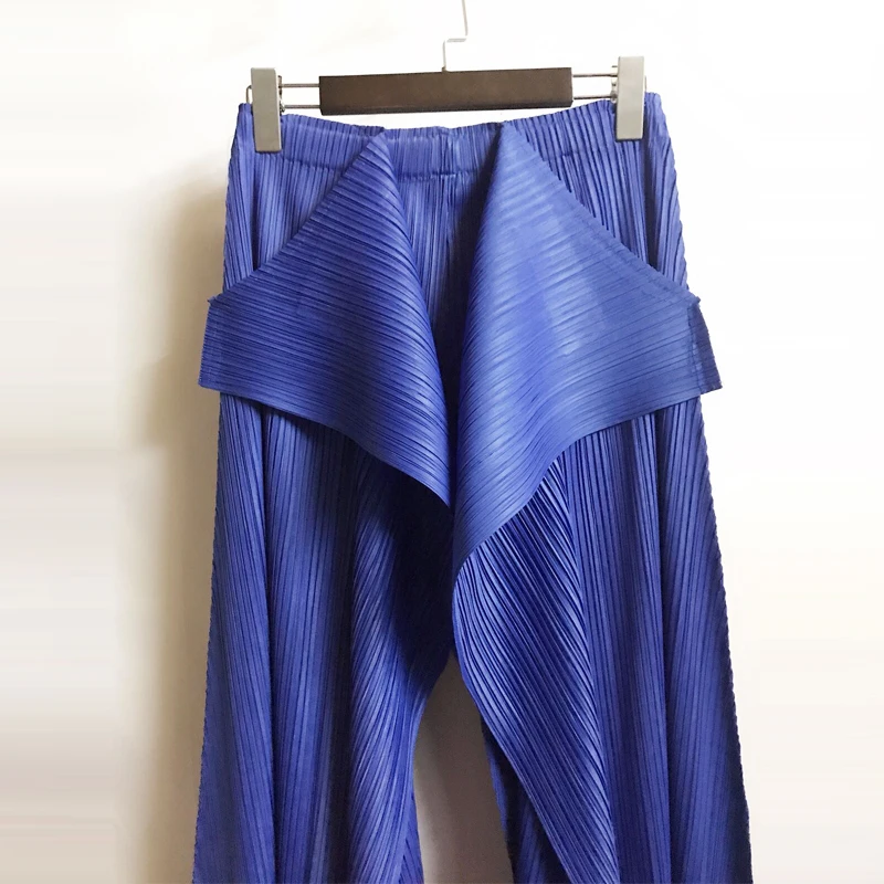 Changpleat Ранняя осень женский широкий, брючный брюки Miyak плиссированные модные дизайнерские свободные женские брюки с эластичной талией большого размера