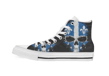 

Chaotic Quebec Flag Splatter Skull Design High Top Canvas Custom Shoes flat Casual shoes Drop Shipping