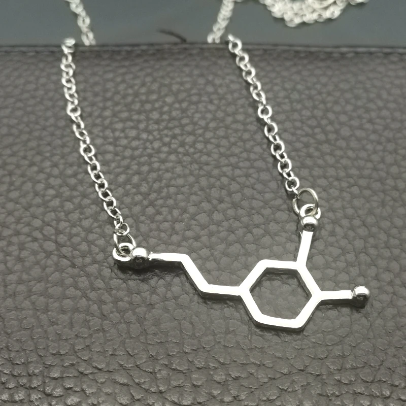 Chemical Dopamine Chain Silver Dopamine Chemical Structure Necklace