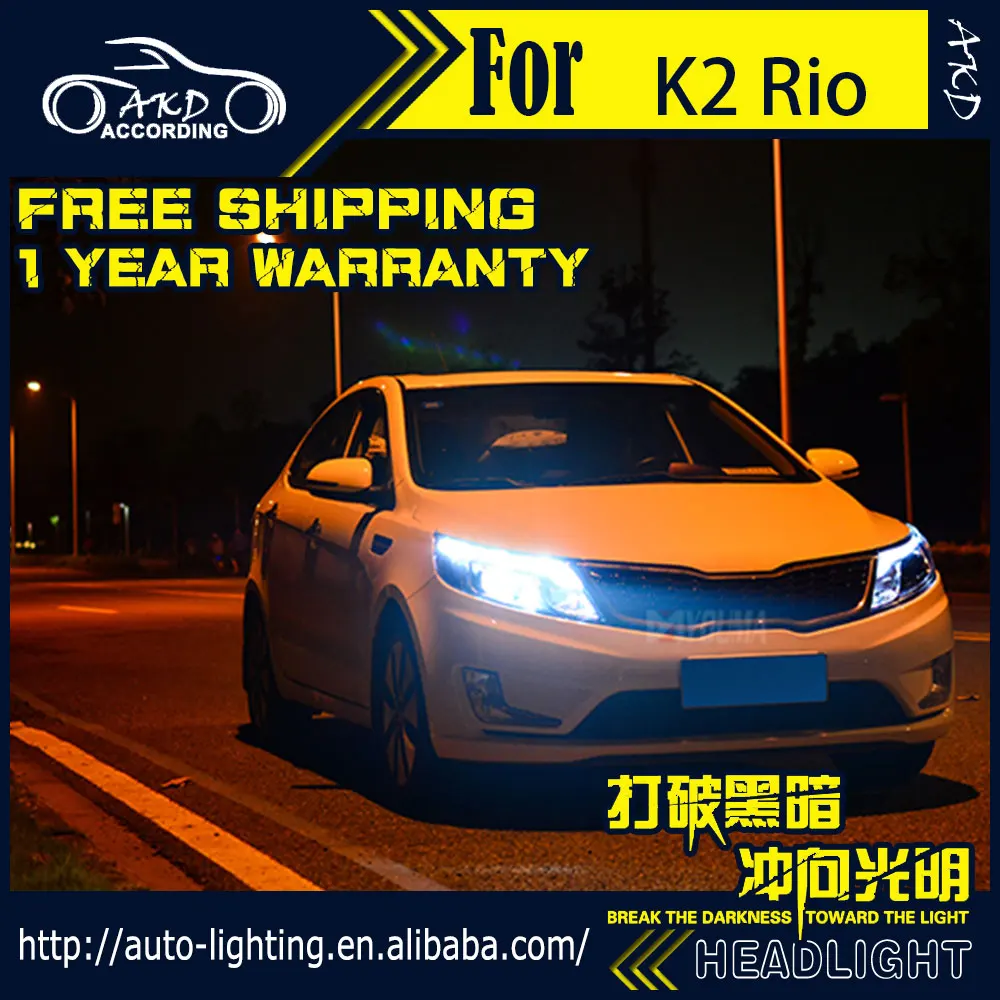 АКД стайлинга автомобилей Фара для Kia K2 фары 2011 2014 Rio светодиодный задний фонарь DRL