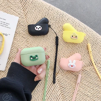 

Cute Embroidery Animal Case For Airpods Pro Rabbit Panda Frog Pattern Wireless Bluetooth Earphone Case For Apple Air Pods Pro