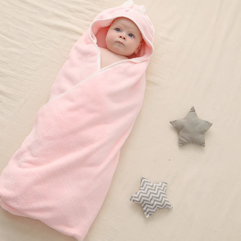 thick-Brown Bear Vine Boys Baby Blanket Infant Sleeping Bag Bathrobe Towel Cute Animal Head Newborn Swaddling 76x76cm 