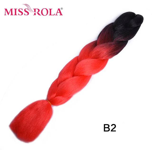 Miss Rola Synthetic Support Wholesale 100g 24 Inch Jumbo BraidsPink Green Yellow High Temperature Fiber Ombre Hair Extensions B2