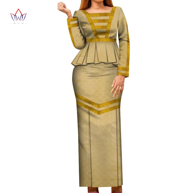 African Jacquard Women Clothing Bazin Rich Top and Skirt Sets Plus Size 7XL African Clothing 2 Pieces Skirt Set  WY7982 african wear Africa Clothing