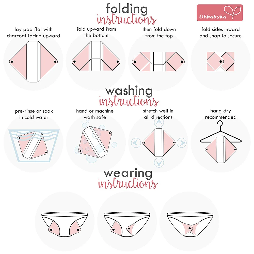 10pcs Reusable Bamboo Cloth Pad Hygiene Menstrual Panty Pad Washable Menstrual Pad Mama Sanitary Towel Pad Feminine For Lady 5
