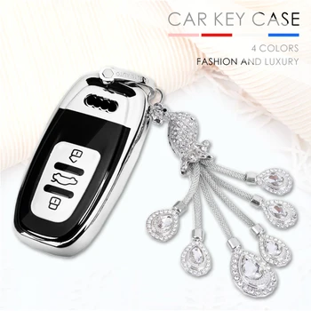 

Luxury Diamond Car Key Case Cover Crystal Keychain TPU Shell Holder For Audi A6L Q5L A3 Q3 Q5 S3 A4 A4L Q7 A5 2018