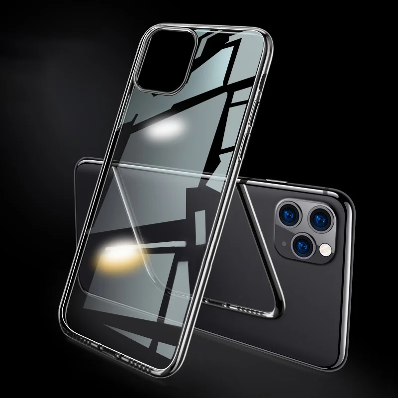 Для iPhone 11 Pro Max чехол из прозрачного закаленного стекла противоударный жесткий чехол для iPhone 11 5,8 6,1 6,5 размер прозрачный чехол