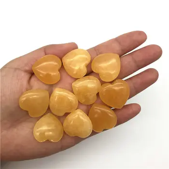 

Wholesale 1PC Natural Yellow Topaz Jade Polished Heart Shaped Crystal Stone Healing Decor Gift Natural Quartz Crystals
