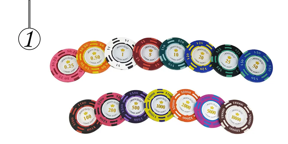 Easytoday 20Pcsset Upscale Poker Chips Set 14g Clay Embedded iron Texas Hold'em Baccarat Professional Poker Chip Games (1)