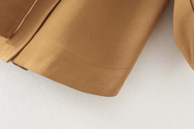 Western Style Autumn Clothing New Style WOMEN'S Dress Khaki Commuting of Belt Slim Fit Coat Trench Coat 017360