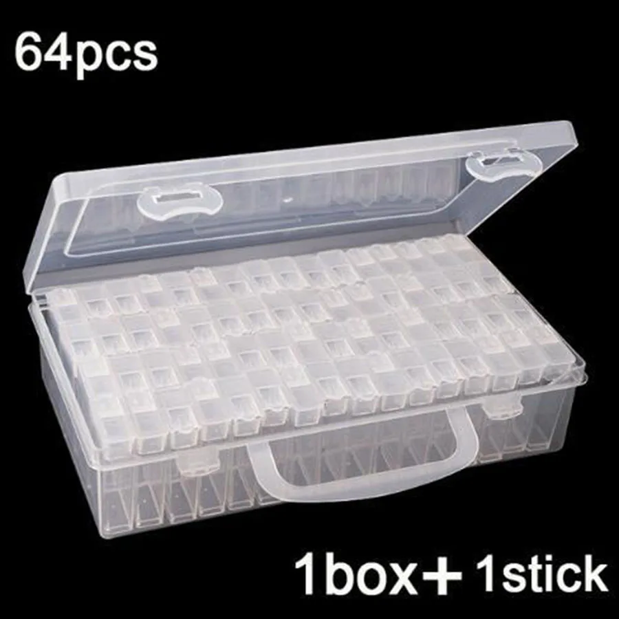 28/56/64pcs Bottles Diamond Painting Tools Accessories Storage Box Beads Container Diamond Embroidery Stone Case Convenience Box