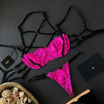 

Brassiere Lingerie Underwear Lntimate Ladies Brief Sets Lace Sleepwear Sexy Bra Sets Deep V Wire Free Bras And Panty Set