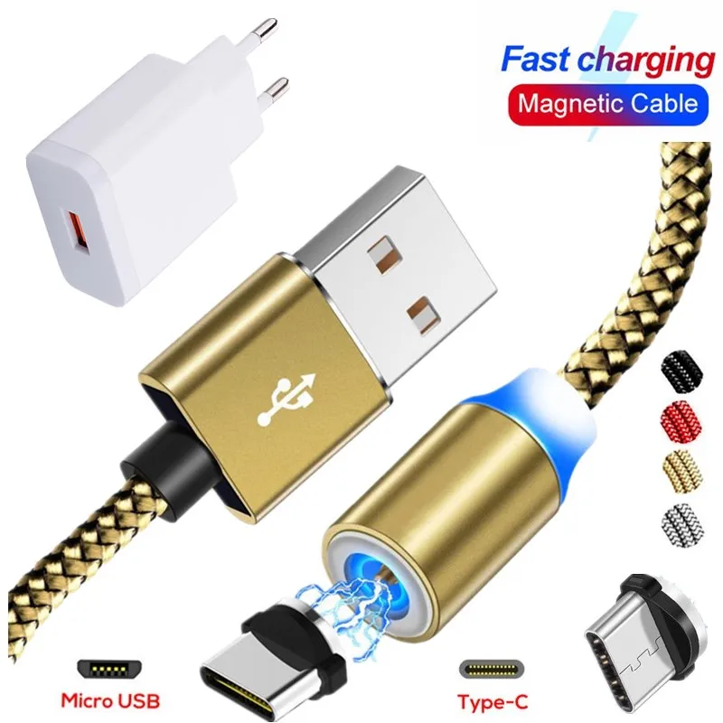 Зарядный Магнитный кабель Type C Micro USB EU зарядное устройство для LG Stylo 4 5 3 2 x power K4 K7 K8