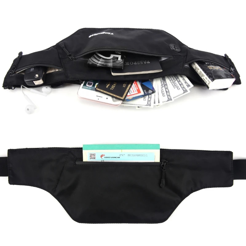 

Large Capacity Waterproof Fabric Sport Running Bag Belt Outdoor Fitness Waist Pack Pouch GYM Double Zipper Pocket Waist Bags