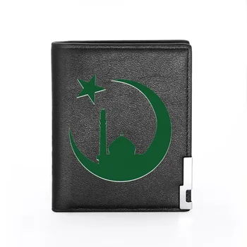 

Classic Mosque Islam Symbol Printing Leather Wallet Men Women Bifold Credit Card Holder Short Purse Male