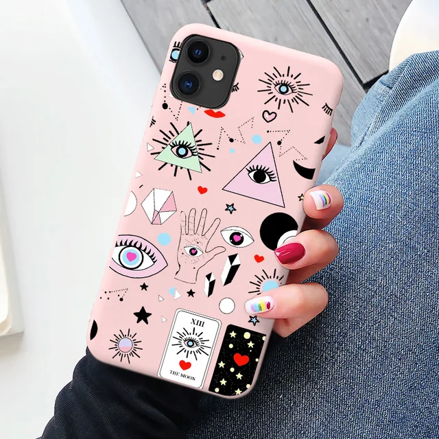 Cartoon pink Evil Eye Case For IPhone 12 11 Pro Max 6S 7 8 Plus SE2020 Xr Xs MAX Fashion Soft Tpu Silicone back Cover Phone Case pink eyes 1