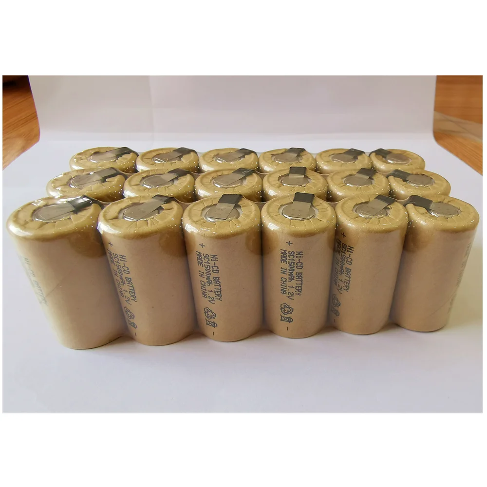 real capacity 18pcs 1.2V Ni-CD SC1500mAh nicd sub c 10C with tabs rechargeable battery for cleaning robot Electric screwdriver |
