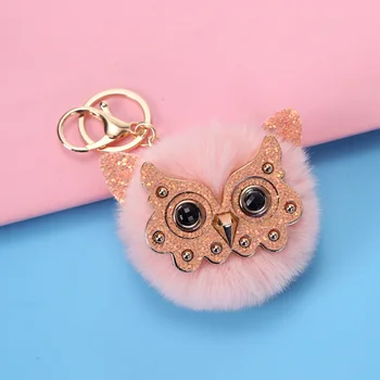 

fashionrabbit Fur Ball Car Keyring Pompom Keychain Trendy Animal Shape Owl Keychain Lovely Women Key Holder Bag Pendant Jewelry