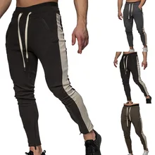 Новые мужские хлопковые трикотажные штаны для бега повседневные свободные штаны в полоску спортивные штаны для занятий спортом и тренировок Мужские дышащие брюки в полоску