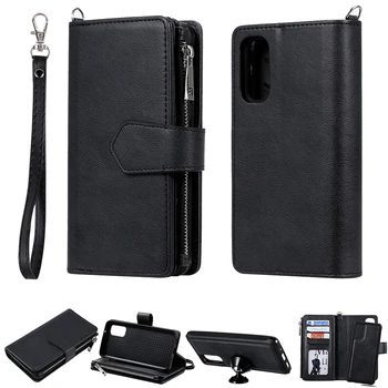 

For Samsung Galaxy S20 Ultra S10 Plus S10E S9 S8 Plus Leather Phone Case For Note 10 Plus 9 8 Magnetic Zipper Card Wallet Cover