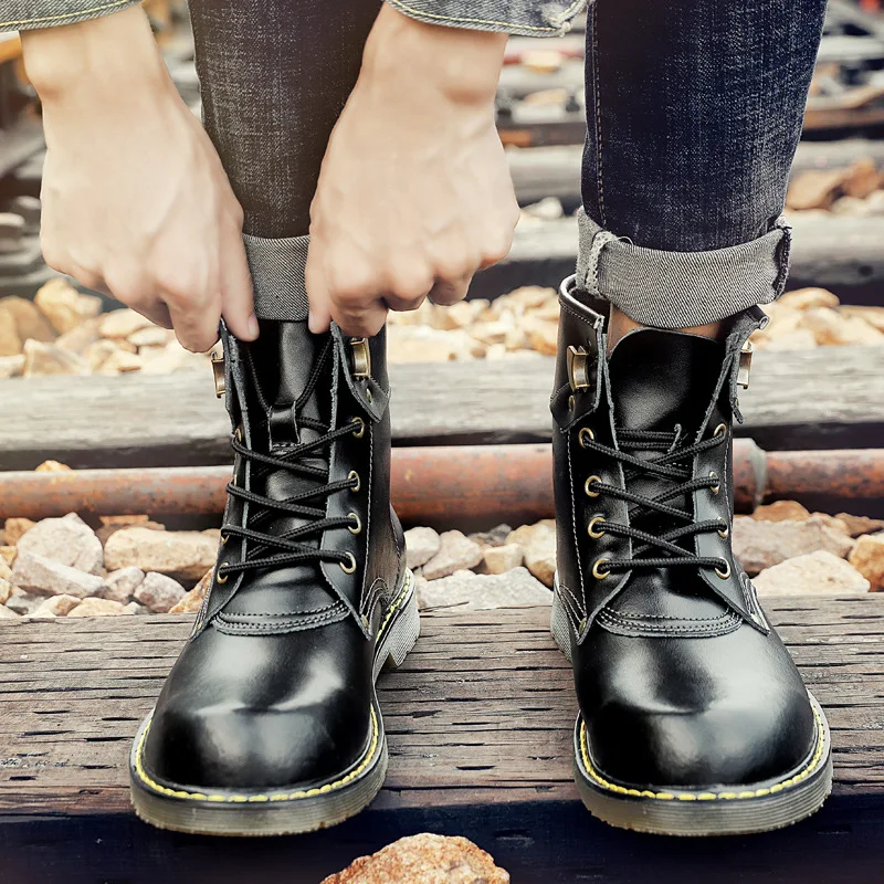 

2020 Spring New Style Men Hight-top Martin Boots Cool Trend Leather Boot Fashion Casual Work Shoes