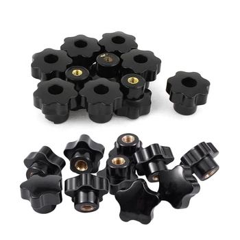 

10 Pcs 32mm Dia M6 Thread Screw on Type Star Head Clamping Knob Grip & 10Pcs M8 Thread 30mm