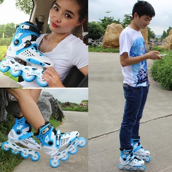 

Roller Skates Single Row Black and Golden Skates Adult in-Line Skating Men and Women Flat Flower Brake Shoes