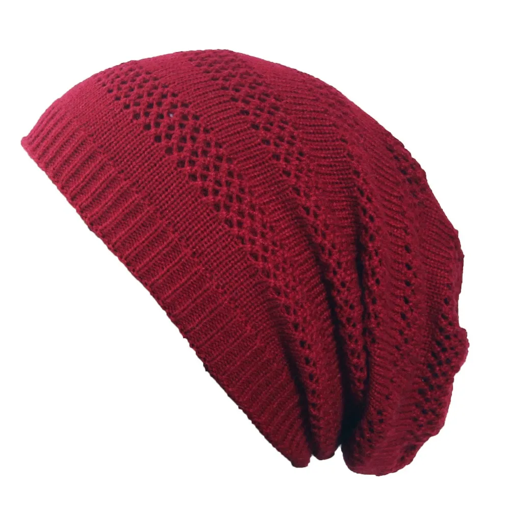 Новинка, теплая шапка, одноцветная, Вязанная, Skullies Beanies, зимние шапки для мужчин и женщин, полые шапки, Gorras Bonnet, двухслойная теплая шапка