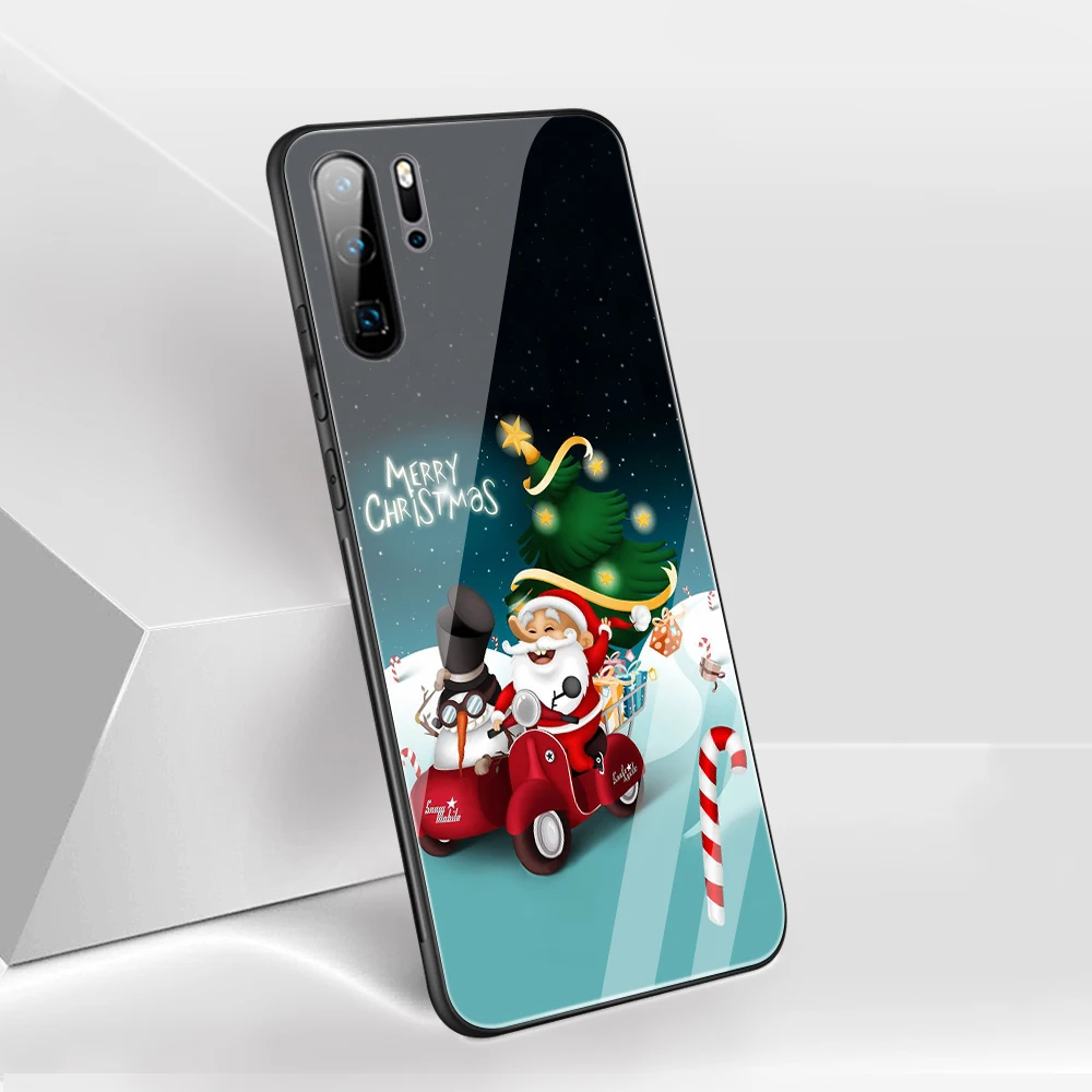 

Glass Case for Huawei P30 P20 P10 Pro P Smart Plus Lite 2019 Z for Honor 20 20i 20S 10 10i 9 7A 7C 9X Pro Lite Cover Christmas