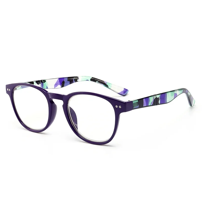 Hot Sale Men Women Round Prescription Reading Glasses 1.00-4.00 Fashion Business Hyperopia Prescription Eyeglasses Parents Gift - Цвет оправы: Purple
