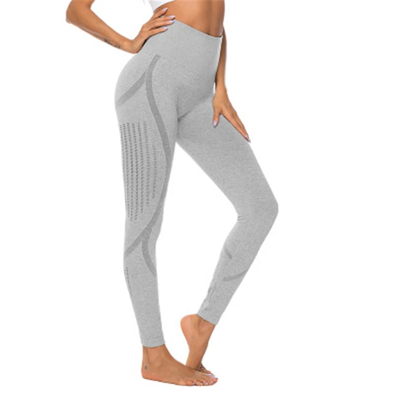 

Leggings High Waist Women Yoga Pants Workout Tights Push Up Seamless Leggings Solid Running Tights Breathable S-L Full Length