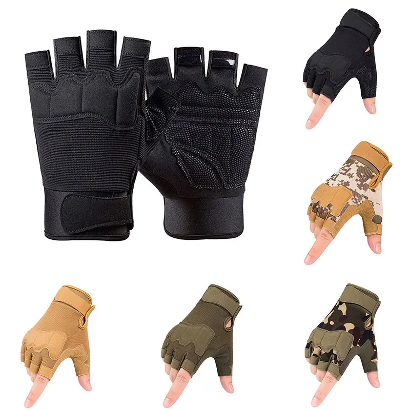 best work gloves for men Military Army Shooting Fingerless Gloves Half Finger Men Tactical Gloves Anti-Slip Outdoor Sports Bicycle Gloves Riding Gloves mens black leather gloves