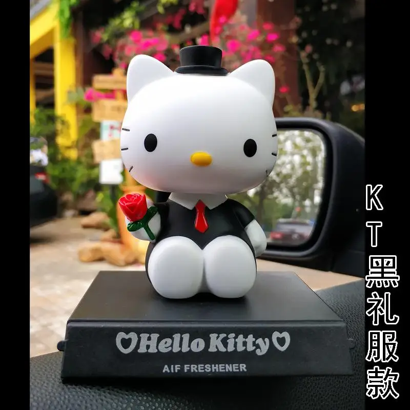 Мультяшные автомобильные аксессуары Kitty Shake Head Кукла украшение интерьера автомобиля Kitty Cat Приборная панель автомобиля декорации 1 шт - Название цвета: Black KT
