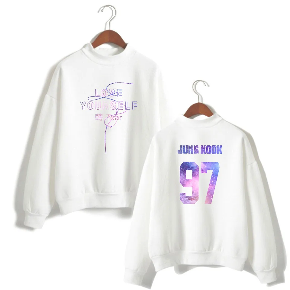 Bangtan love your self tear Женская толстовка с высоким воротником Повседневная Kpop водолазка Harajuku Толстовка Новое поступление стильная одежда