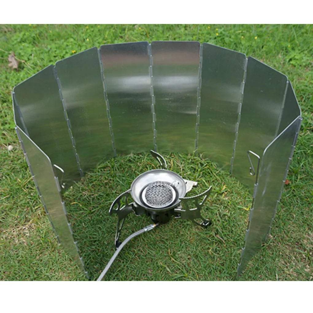 Gas Stove Wind Shield Folding Structure Picnic Camping Burner 9 Plates Barbecue Windproof Screen Cooker Guard Cover